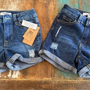 Steve Madden Medium and Dark Blue Distressed Rolled Hem Denim Shorts Duo